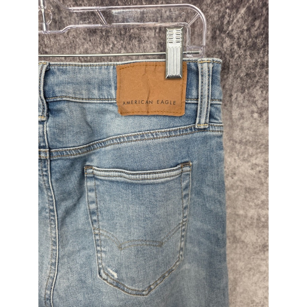 American Eagle Jeans Mens 30x32 Blue Slim Skinny Leg Medium Wash Distressed - Picture 7 of 16